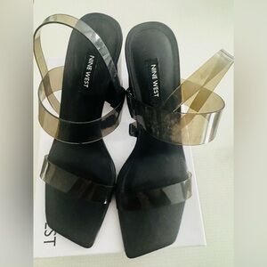 NINE WEST - TENIA3 Black and Transparent Women's Sandals